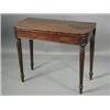 Image 1 : A good George III mahogany fold over card table on turned and reeded legs, 89cm wide Est. 800/120...