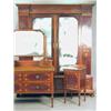 Image 1 : A good quality Edwardian inlaid mahogany three piece part bedroom suite, viz: a large wardrobe wi...