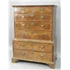 Image 1 : An 18th century walnut chest on chest with herringbone banding, later brass handles, bracket feet...