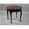 Image 1 : A George III mahogany demi lune fold over table, raised on cabriole legs with hoof feet, 81cm Est...