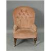 Image 1 : A Victorian ladies chair upholstered in pink dralon on walnut legs Est. 100/200...