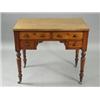 Image 1 : A mid Victorian mahogany kneehole writing table with four frieze drawers on turned legs, 90cm Est...