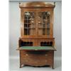 Image 2 : A good George III strung mahogany secretaire bookcase, the top section with turned urn finials, a...
