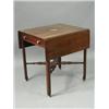 Image 1 : A George III inlaid mahogany Pembroke table with a single frieze drawer, the legs united by a pie...
