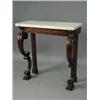 Image 1 : A 19th century mahogany carved console table, with a marble top and a blind fret work frieze, 93c...