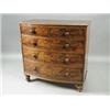 Image 1 : A 19th century mahogany bow front chest of two short and three long drawers, on turned feet, 106c...