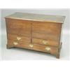 Image 1 : An oak coffer, now converted with two doors and three drawers, 119cm wide Est. 100/200...