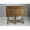 Image 1 : A Charles II style oak chest on stand with geometric mouldings, 118cm wide Est. 400/600...