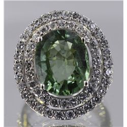 Natural Green Paraiba w/ Diamond Ring