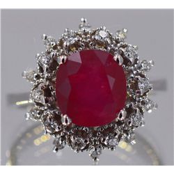 Nat Ruby W/ Diamond Cocktail Ring