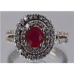 Nat Ruby w/ Rows of Diamond Ring