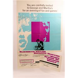 Who's Afraid of Virginia Woolf Taylor, Burton, Segal, Dennis, Nicholas Signed Poster