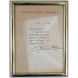Katharine Hepburn Signed Letter