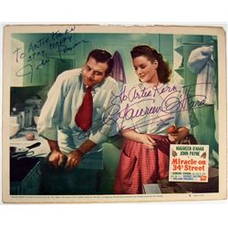 Miracle On 34th Street Maureen O'Hara, John Payne Autographed Lobby Card
