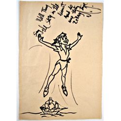 Michael Jackson Original Peter Pan Drawing With Jackson Handwritten Bad Lyrics and Autograph