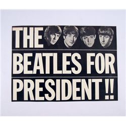 Beatles For President Original 1964 Sign