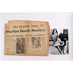 Marilyn Monroe Original Detroit News Death Newspaper & File Photo