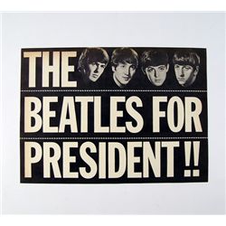 Beatles For President Original 1964 Sign