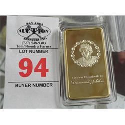 Queen Elizabeth Gold Plate Bar Replica