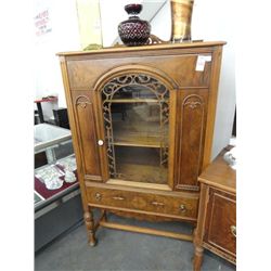 Art Deco Burled Walnut Buffet & China Cupboard