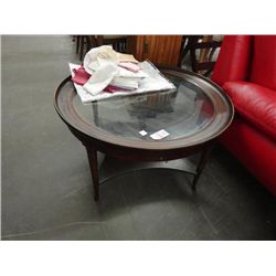 Mahogany Round Glasstop Table