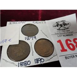 Pack of 3 Indian Cents 1879, 80 & 81