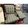 Image 1 : Wood Trim Striped Pattern Chair & Ottoman