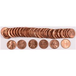1955-P LINCOLN CENT ROLL, ( 50 COINS ) GEM RED BU