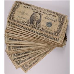 ( 100 ) $1.00 SILVER CERTIFICATES, 1957 AND OLDER WITH STAR NOTES INCLUDED