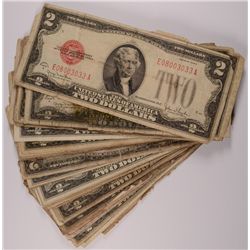 ( 50 )  $2.00 U.S. RED SEAL NOTES, 1928  AVERAGE CIRCULATED