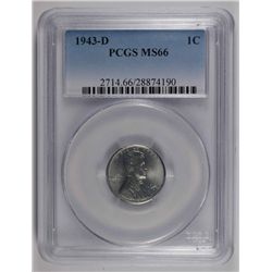 1943-D LINCOLN (STEEL) CENT PCGS MS-66