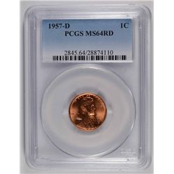 1957-D LINCOLN CENT PCGS MS-64 RD