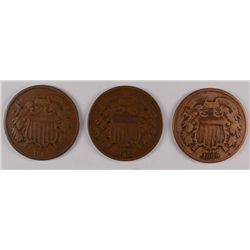 (3) TWO CENT PCS (67, 68, 69) AG/VG