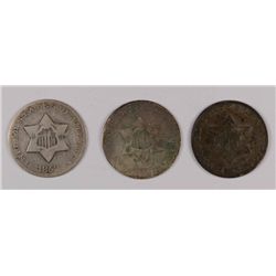 (3) THREE CENT SILVER (2-52, 53) AG/VG