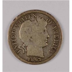 1897-S BARBER DIME VG/F