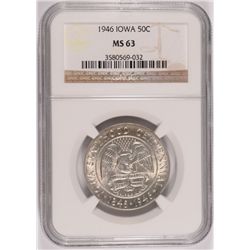 1946 IOWA COMMEMORATIVE HALF DOLLAR, NGC MS-63