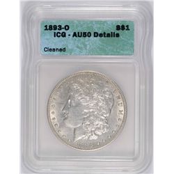 1893-O MORGAN DOLLAR ICG AU50 LIGHT CLEANING