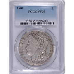 1893 MORGAN SILVER DOLLAR, PCGS VF-35