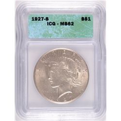 1927-S PEACE DOLLAR ICG MS62 NICE