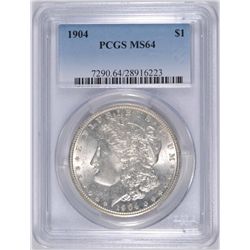 1904 MORGAN SILVER DOLLAR, PCGS MS-64  BLAST WHITE