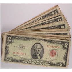 ( 75 ) $2.00 U.S. RED SEAL NOTES 1953 AND OLDER, AVERAGE CIRC.