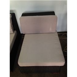 SYNTHETIC WICKER PATIO CHAIR W/ CUSHIONS