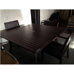 LARGE SQUARE PATIO TABLE W/ 3 CHAIRS