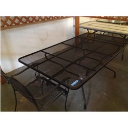 RECTANGULAR WIRE MESH PATIO TABLE W/ 1 CHAIR