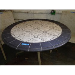 ROUND FAUX TILE PATIO TABLE