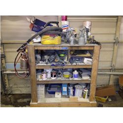 2 CART W/ ASSORTED SPRAY GUNS/TOOLS/LACQUER