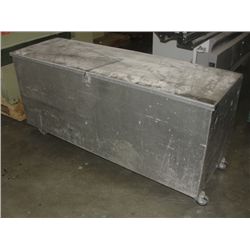 ALUMINUM ROLLING WORK BOX AND CONTENTS; BLOWER, ELECTRICAL CORDS, ASSORTED HARDWARE, ETC