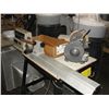 Image 1 : SHOP CRAFT WOOD LATHE  COMPLETE WITH TABLE, BENCH GRINDER, AND 8 WOOD TURNING CHISELS