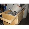 Image 1 : WOODEN ROLLING SHOP STORAGE BIN WITH 3 ASSORTED WET/DRY SHOP VACS