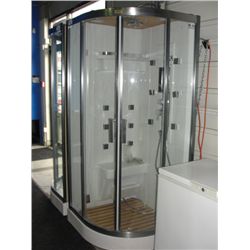 AQUA TECHNIQUES LUXERIOUS COMPUTER STEAM ROOM SHOWER WITH; LCD CONTROL PANEL, MUSIC, CD, EXHAUST